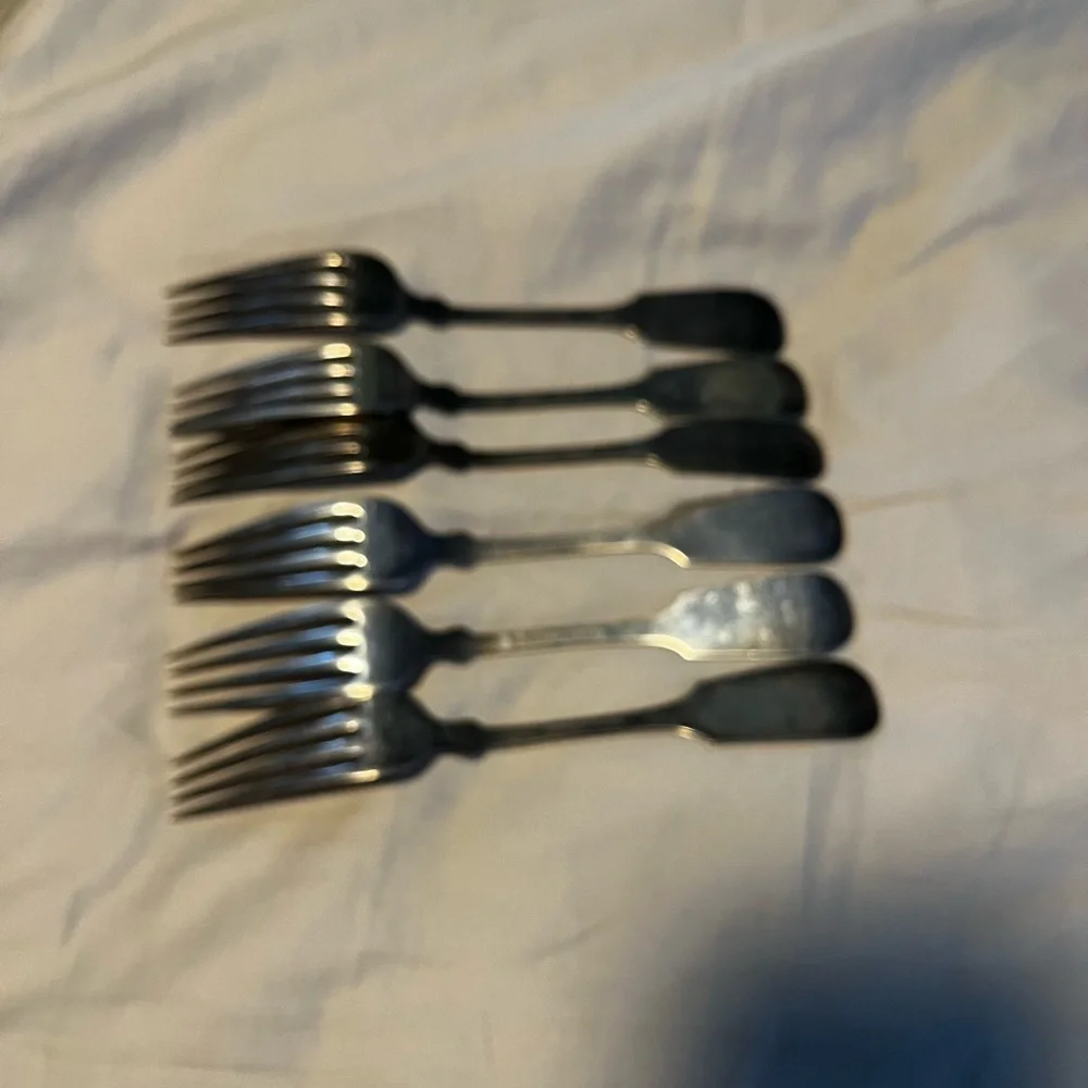 Antique Stainless Steel Dining Forks - Set of 6